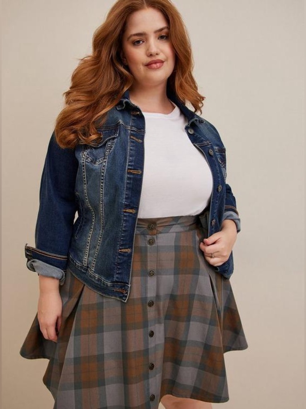 Torrid Outlander Tartan Plaid Twill Woven Mini Skater Skirt 16 Button Front NEW
